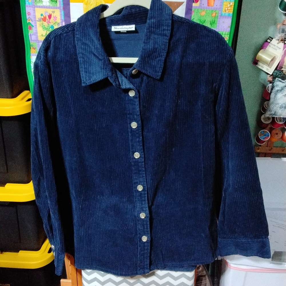 NorthStyle corduroy oversized shirt jacket 2x navy blue